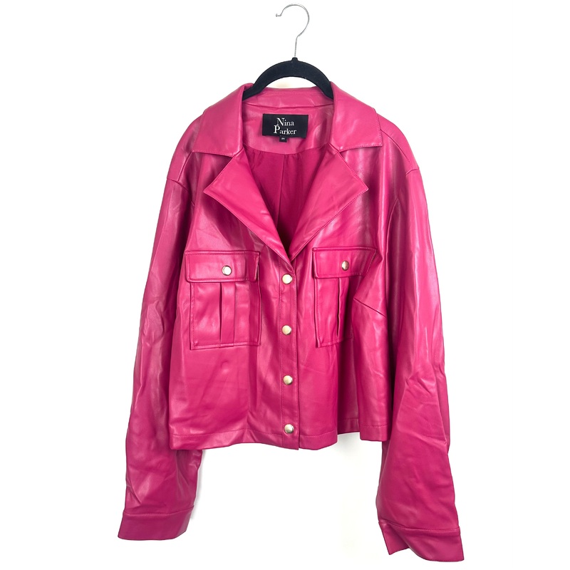 Magenta Faux Leather Jacket – Size 2X and Size 0X 0X (12W/14W)