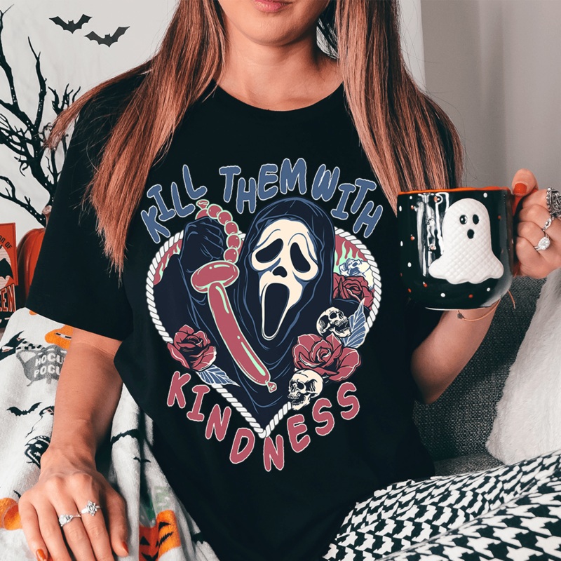 Kill Them With Kindness Halloween Tee Black S