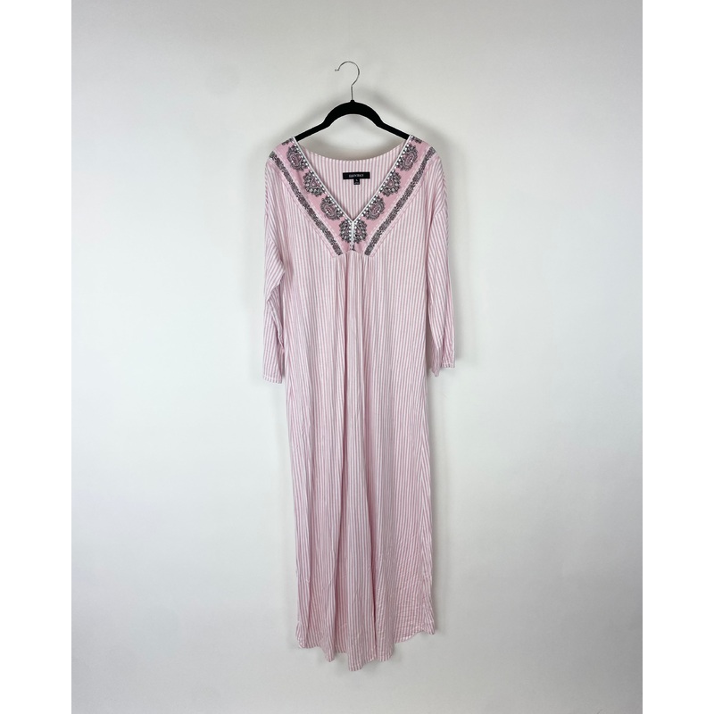 Pink and Write Striped Lounge Dress – Small
