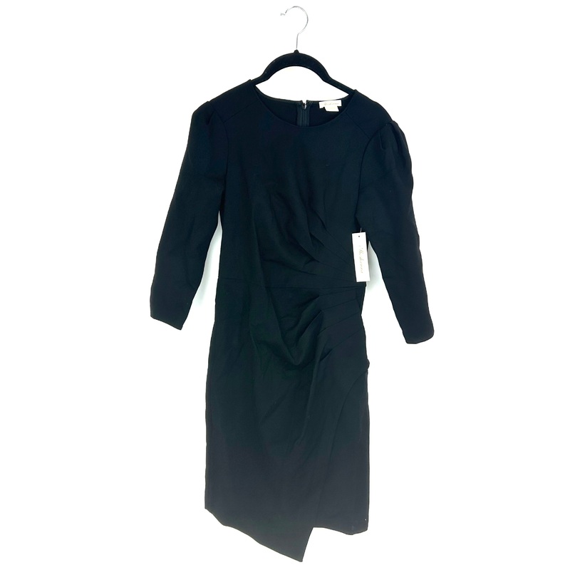 Black Long Sleeve Black Dress with Ruching – Size 2