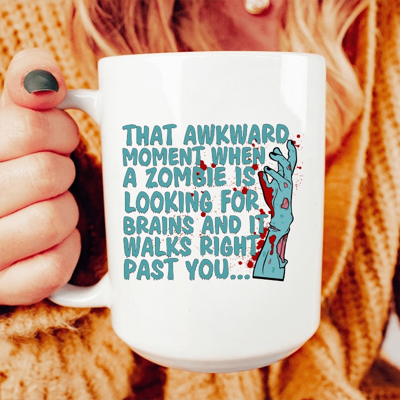 Zombie Looking For Brains Ceramic Mug 15 oz White One Size