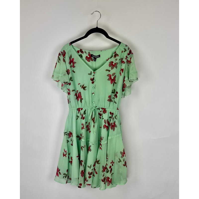 Mint Green Floral Dress- Size 2/4