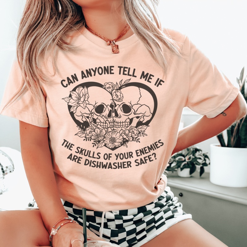 Can Anyone Tell Me If The Skulls Of Your Enemies Are dishwasher Safe Tee Heather Prism Peach S