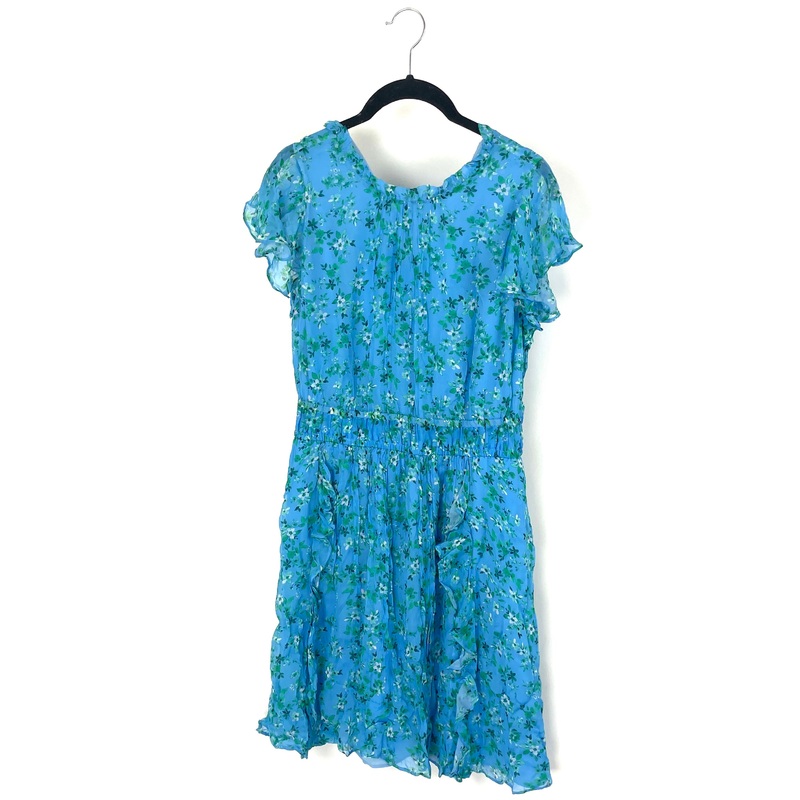 Bright Blue Floral Printed Dress – Size 6
