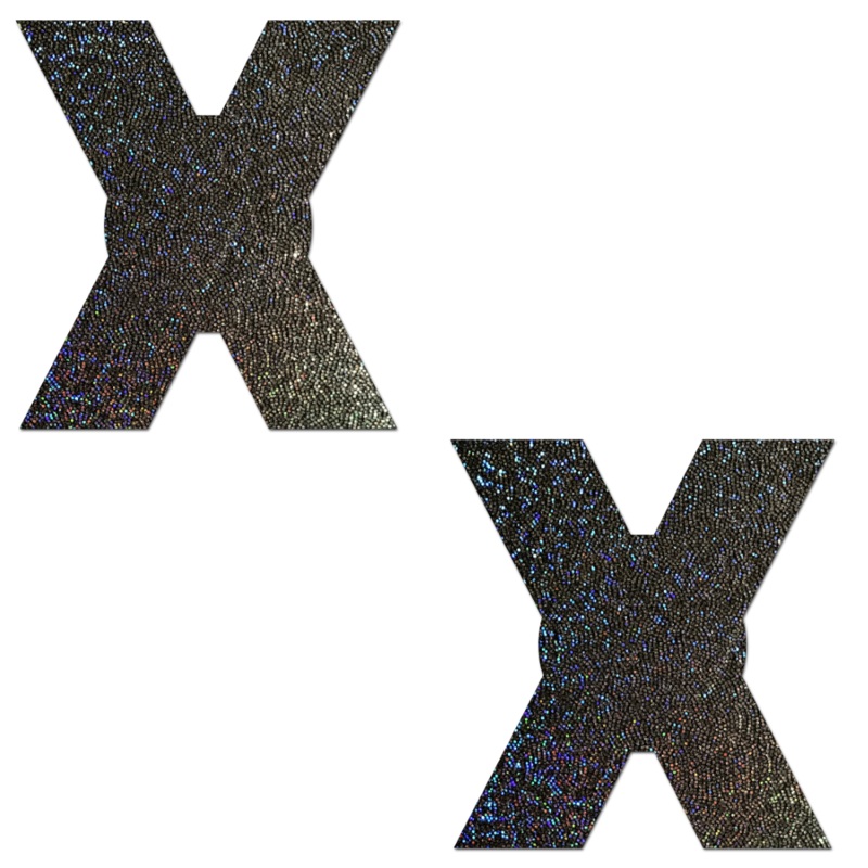 X: Black Glitter X Nipple Pasties by Pastease o/s