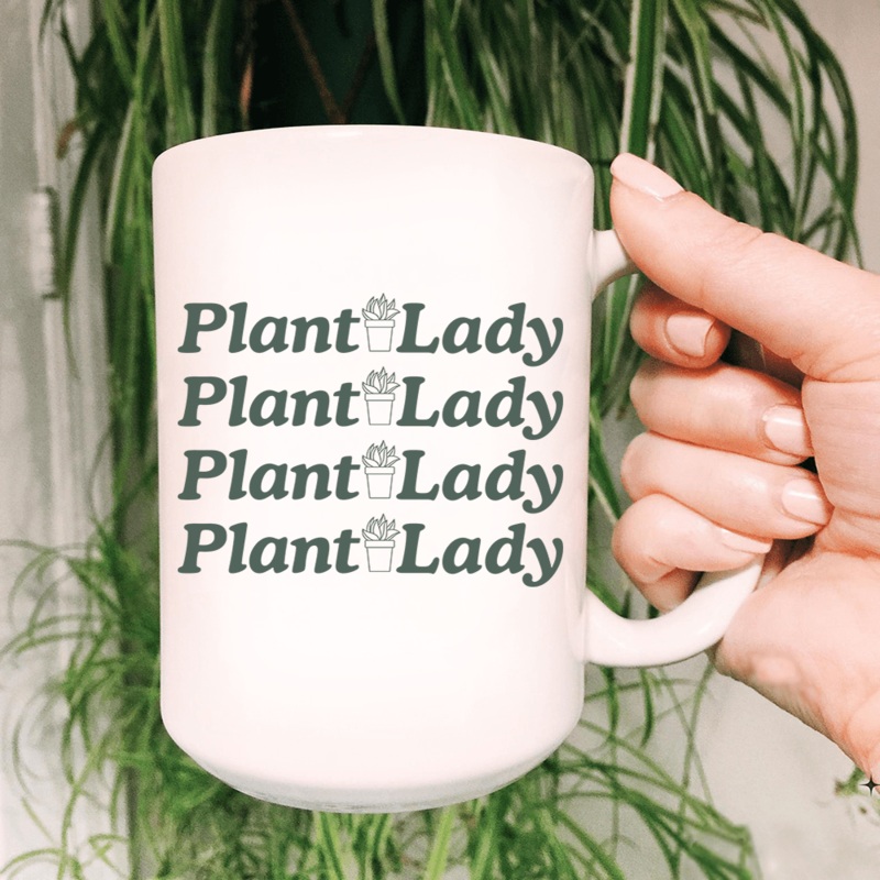 Plant Lady Ceramic Mug 15 oz White One Size