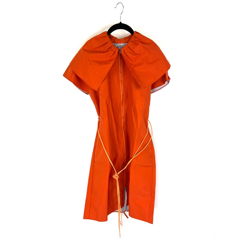 Orange Ruffle Neck Short Sleeve Raincoat – Size 6/8, 10/12 and 14/16 Small (Size 6/8)