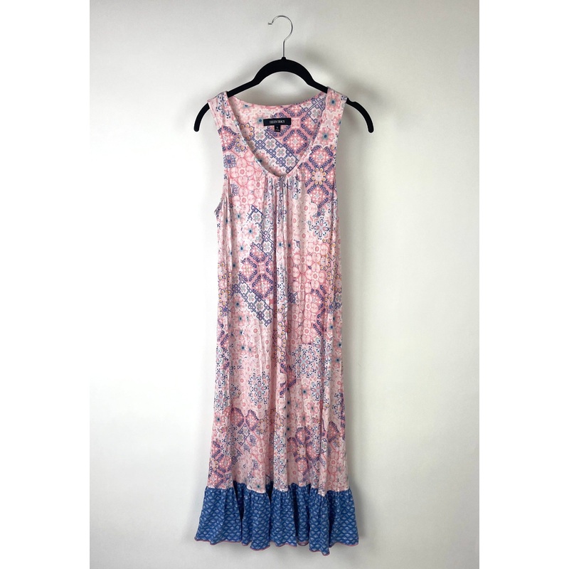 Pink And Blue Abstract Print Lounge Dress – Small