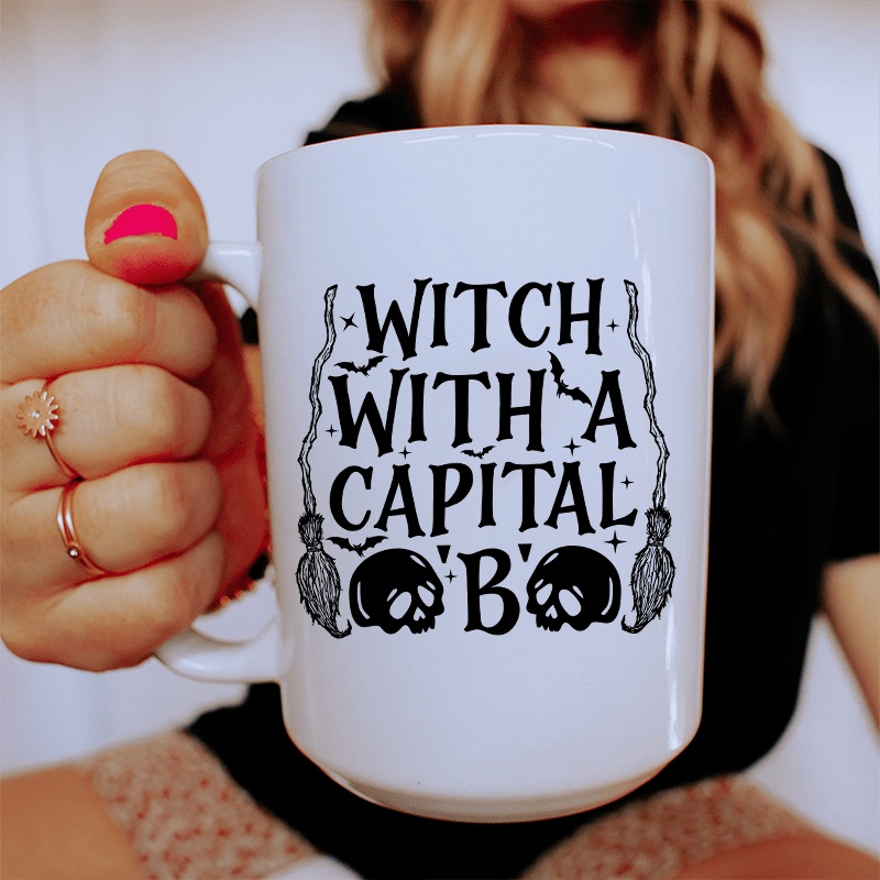 Witch With A Capital B Ceramic Mug 15 oz White One Size