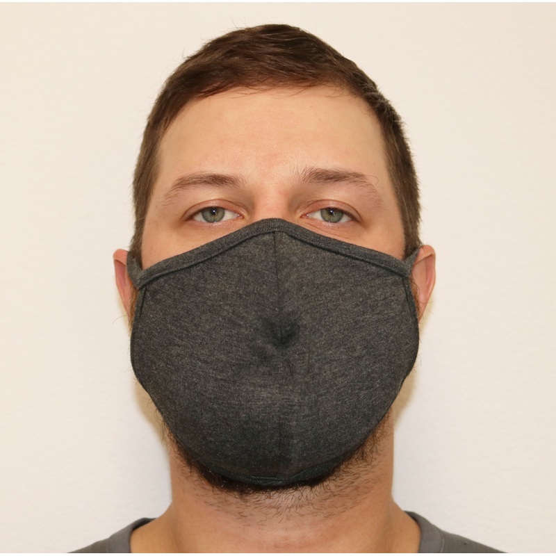 Bamboo X Large Triple Layer Breathable Face Mask – Natural, Silky Soft, Ultra Comfortable Charcoal Heather Gray