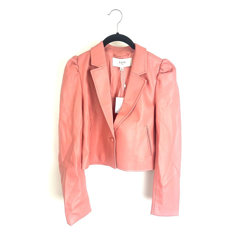 Blush Pink Faux Leather Blazer Jacket – Size 2