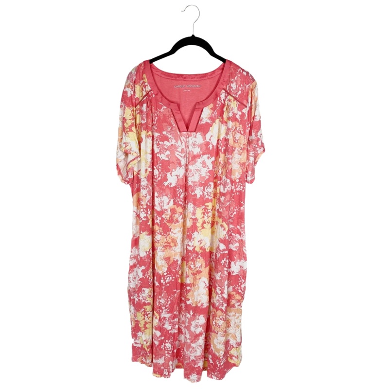 Orange Watercolor Print Dress – 1X