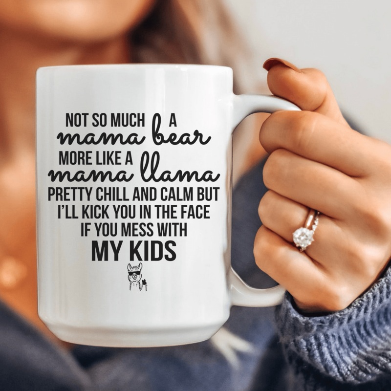 Mama Llama Ceramic Mug 15 oz White One Size