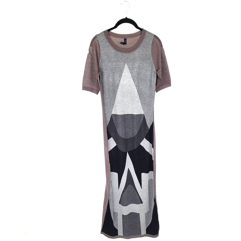 Brown and Gray Long Knit Dress – Extra Small – Medium Extra Small (size 0/2)