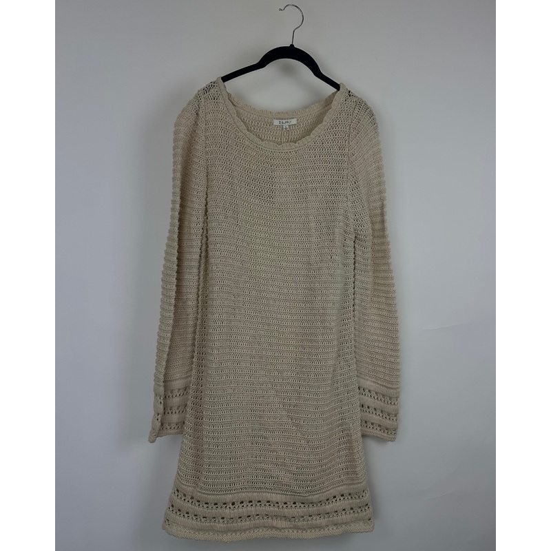 Long Sleeve Beige Crochet Dress- Size 2/4