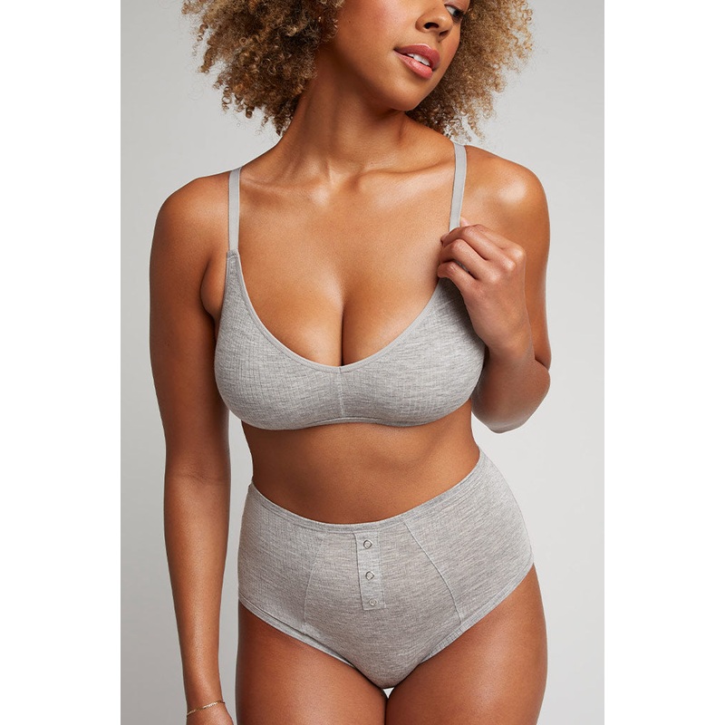 Whipped Non-Wire Bra in Heather Grey 0 Heather Grey Single