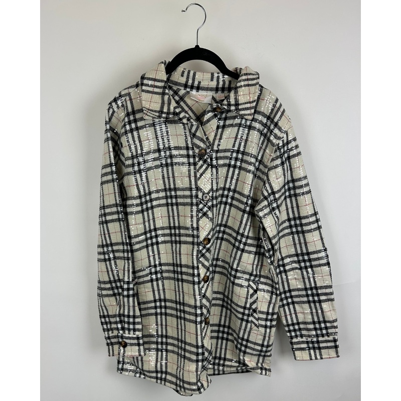 Plaid Sequin Shacket – Size 6/8
