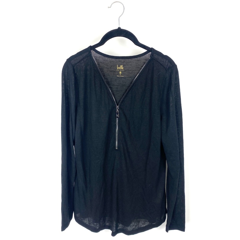 Black Zip Up Long Sleeve Top – Small/Medium