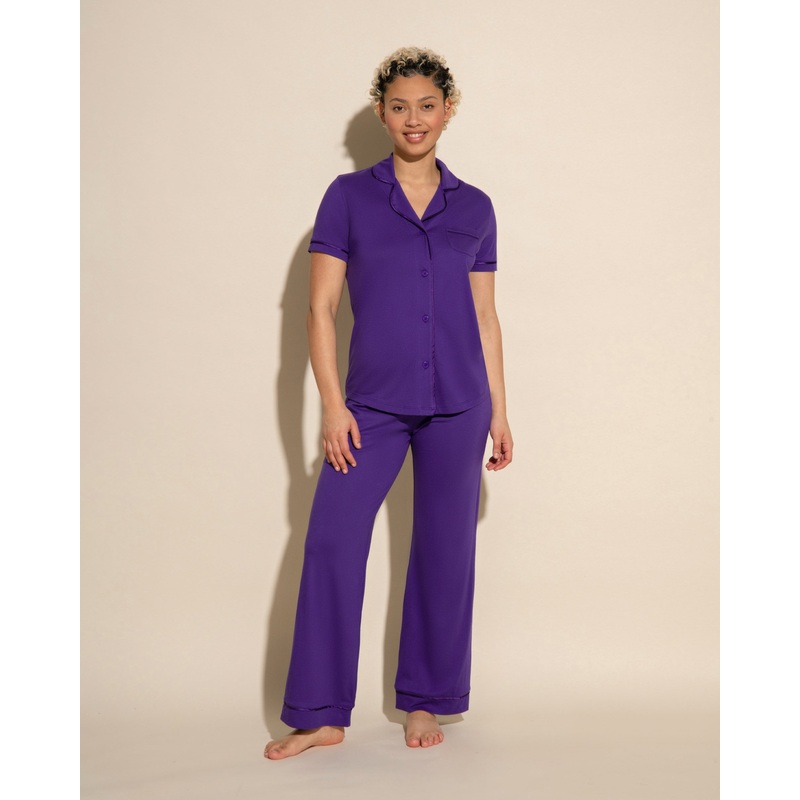 Short Sleeve Top & Pant Pajama Set Violette/Violette XS