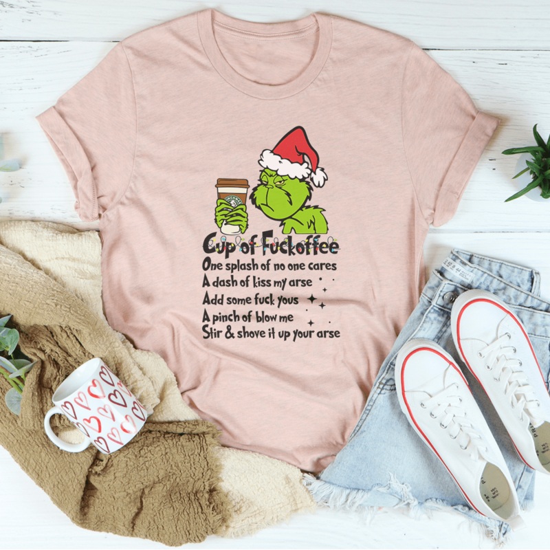 Cup Of Fuckoffee Tee Heather Peach S