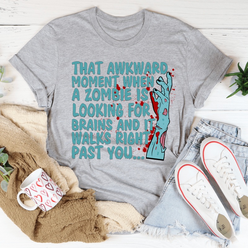 Zombie Looking For Brains Tee Athletic Heather S
