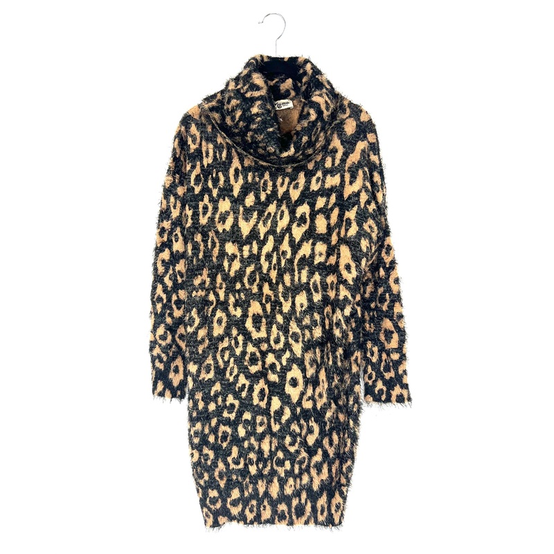 Black Cheetah Print Sweater Dress – Size 4/6