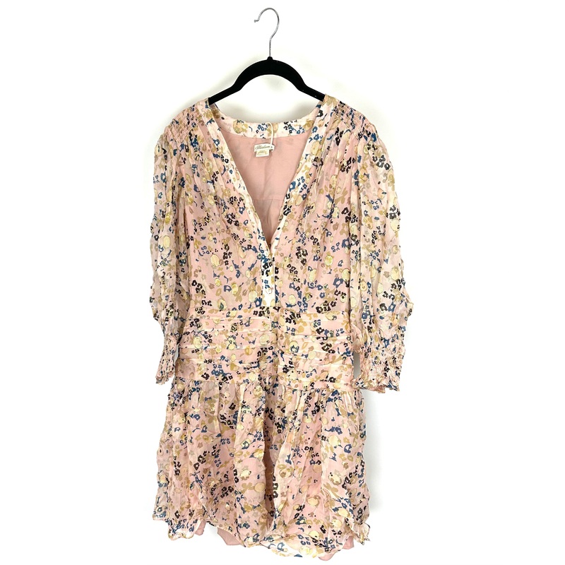 Pink Leopard Print 3/4 Sleeve Dress – Size 4