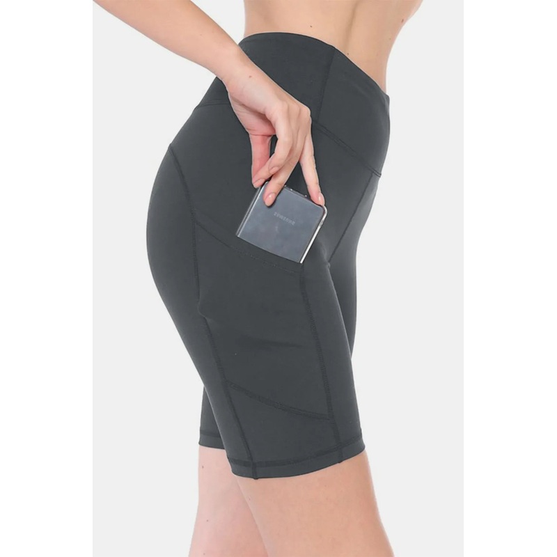 Leggings Depot Full Size High Waist Active Shorts charcoal S