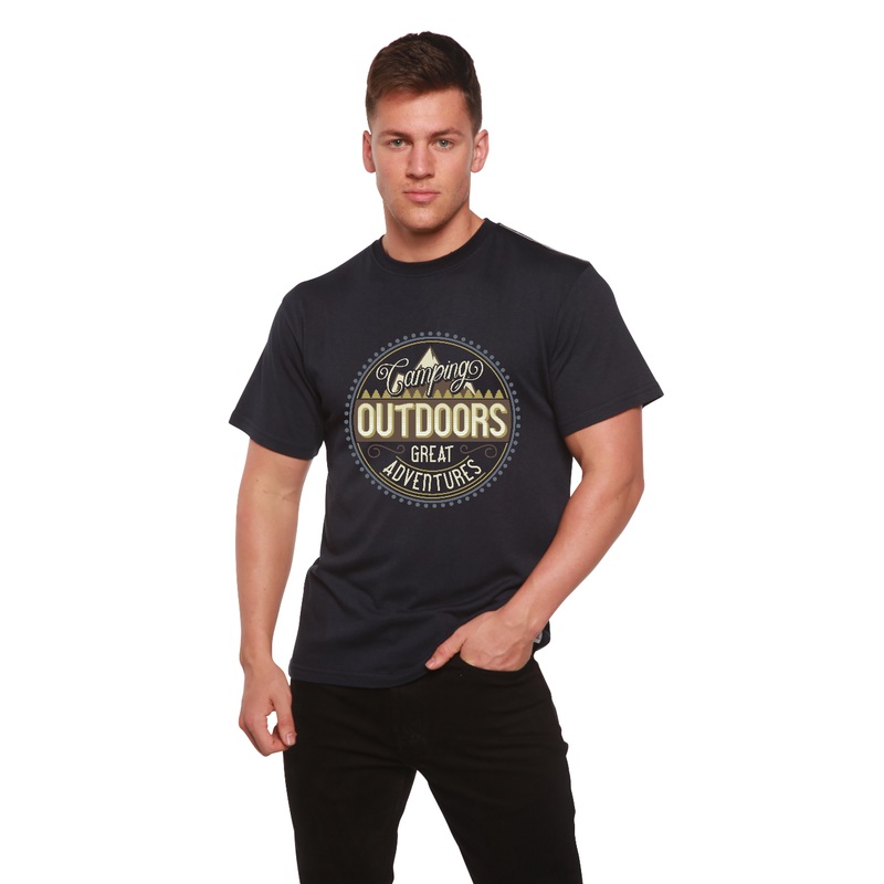 Outdoors Men’s Bamboo Viscose/Organic Cotton Short Sleeve Graphic T-Shirt Medium Black
