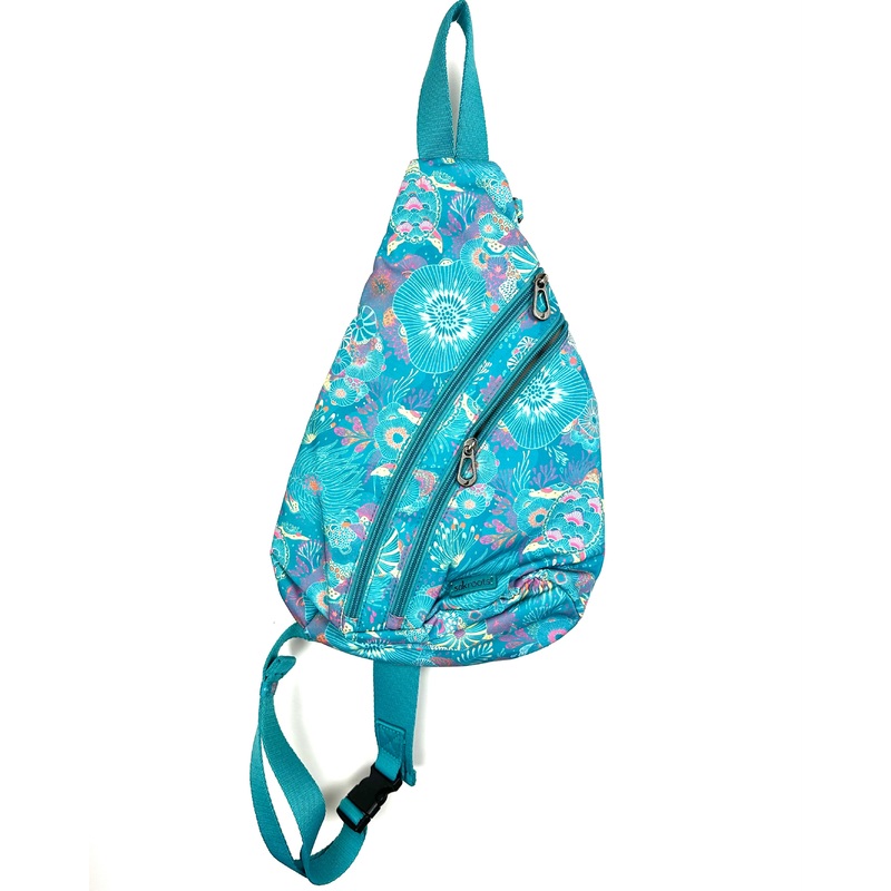 Aqua Sea Turtle Patterned Sling Bag