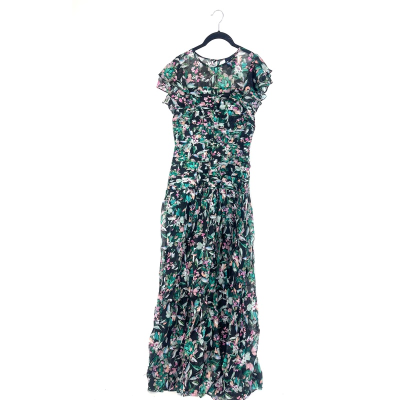 Black Dress with Floral Print – Size 4