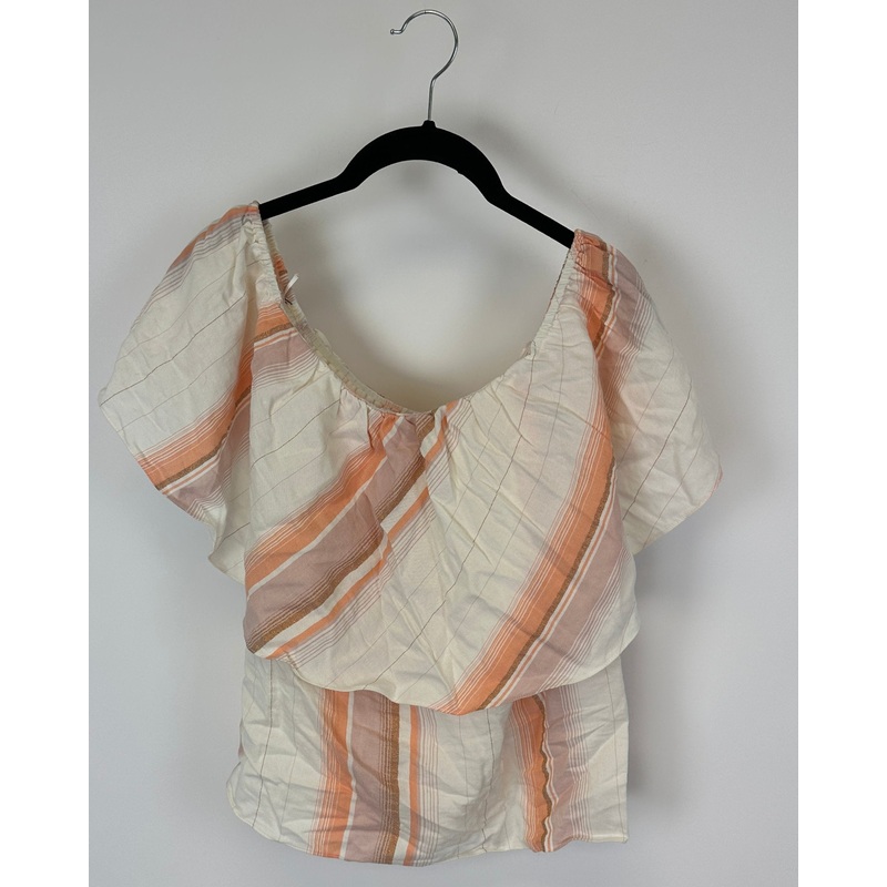 Off White Stripe Off-The-Shoulder Top- Small