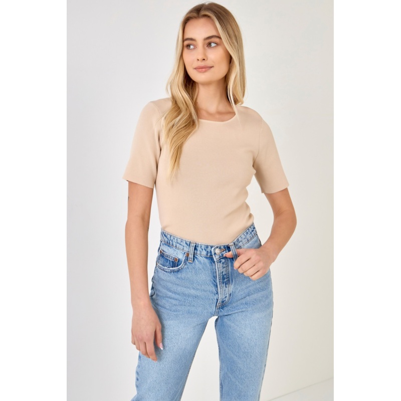 ASHLIN BEIGE Knit Top XS