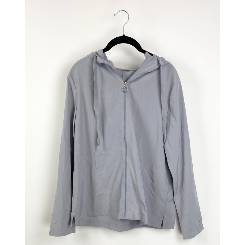 Light Gray Athletic Zip-Up with Hood – Size 6/8