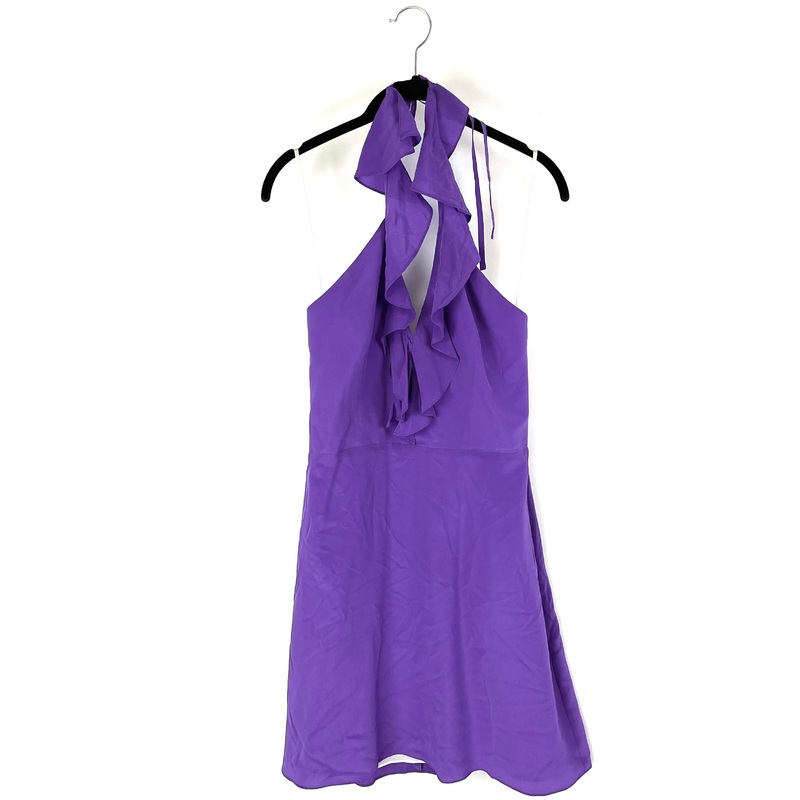 Purple Ruffled Halter Top Dress – Size 4-6