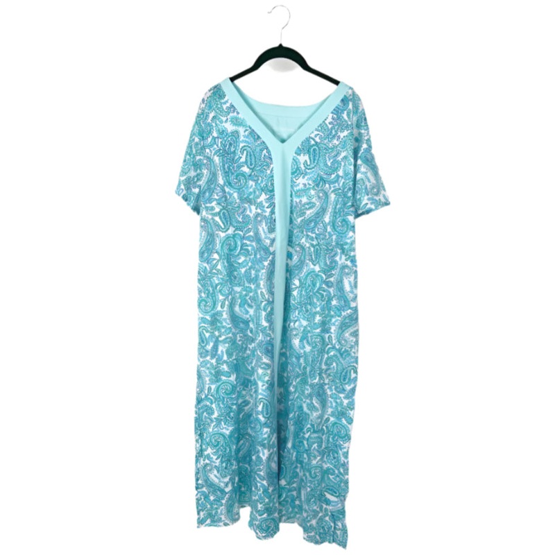 Blue and Green Paisley Lounge Dress – 1X