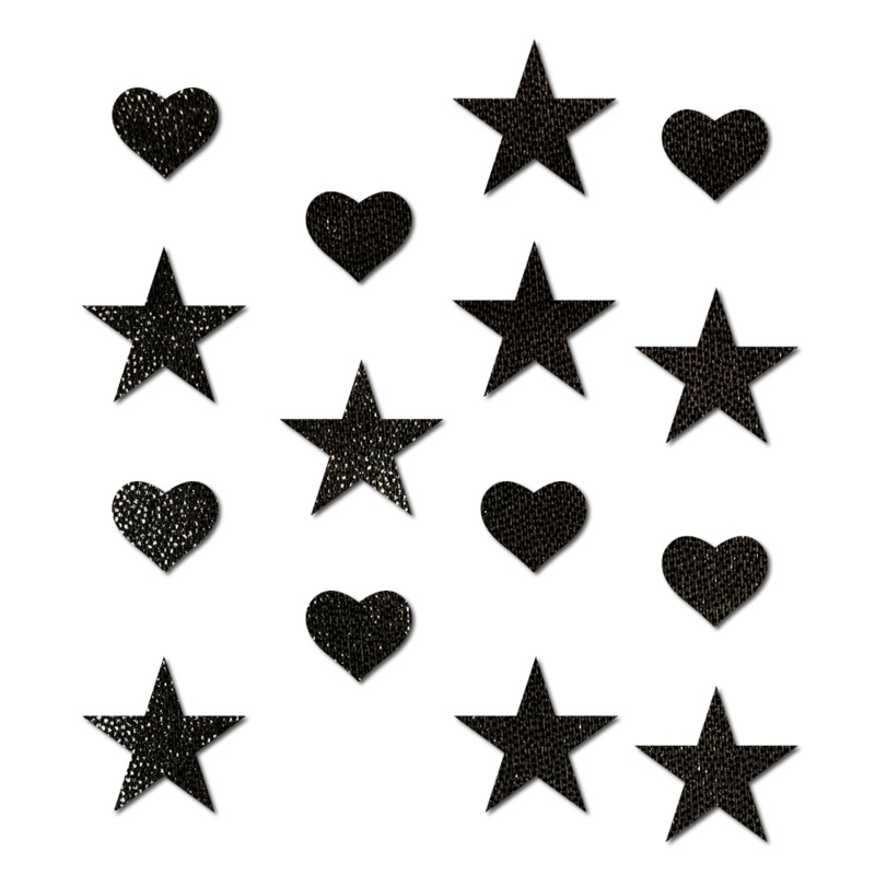 Pastease Confetti: Liquid Black Baby Heart & Star Body Pasties by Pastease