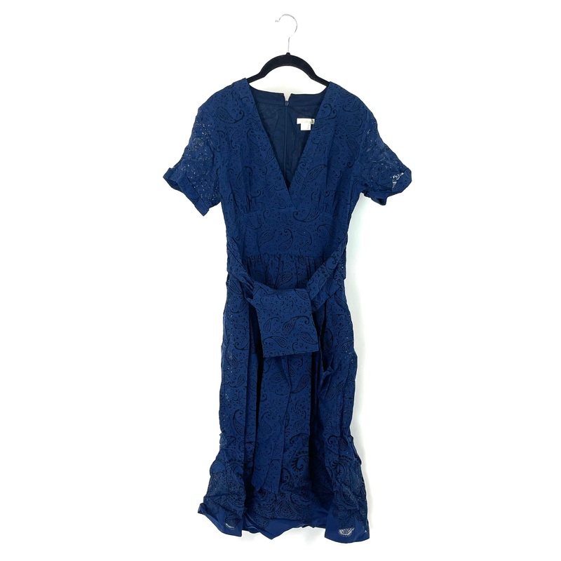 Navy Blue Paisley Printed Maxi Dress – Size 4