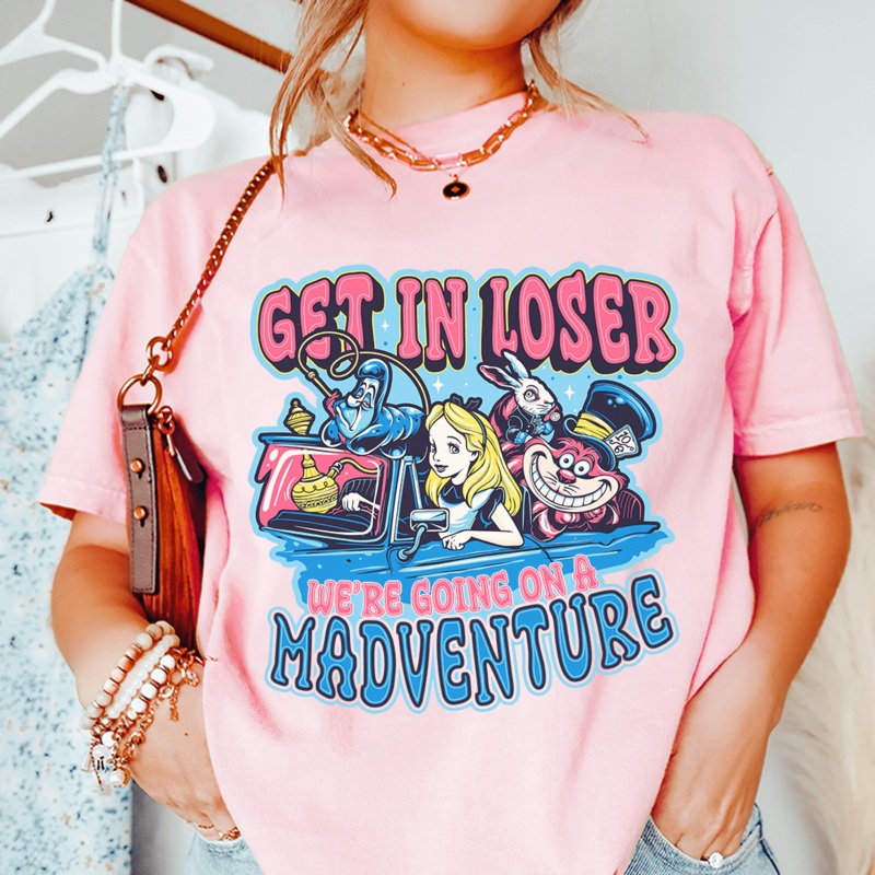 Get In Loser We’re Going On A Madventure Tee Pink S