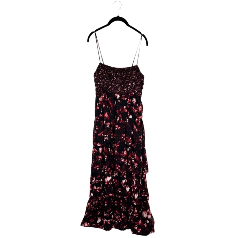 Black Floral Ruffle Dress – Size 4/6