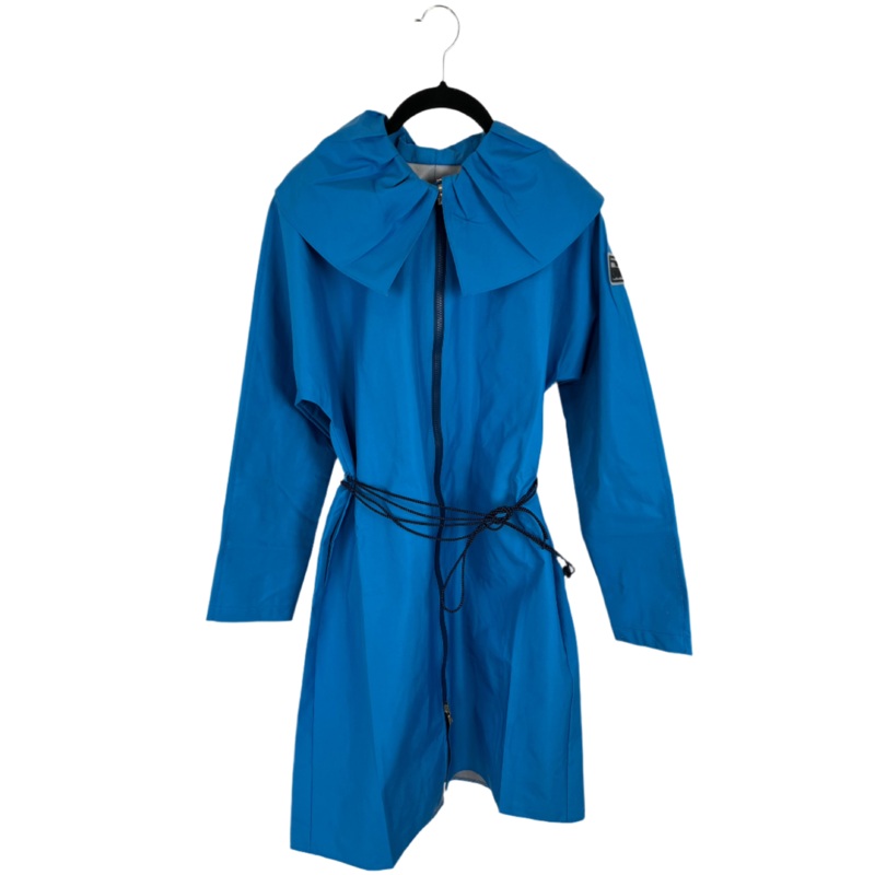 Bright Blue Ruffle Neck Long Sleeve Raincoat – Size 6/8 and 10/12 Small (Size 6/8)