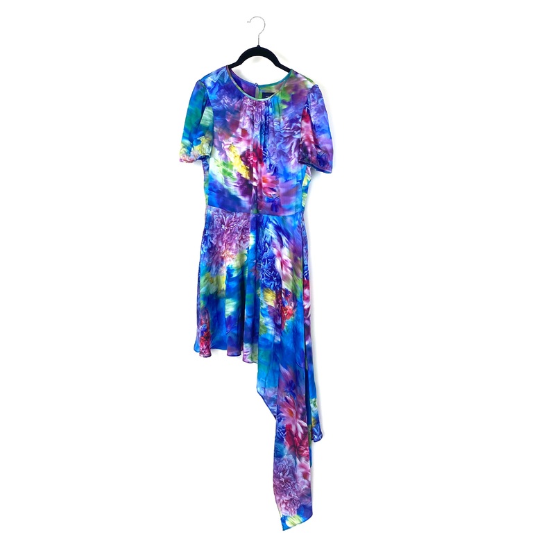 Colorful Floral Asymmetrical Dress – Small