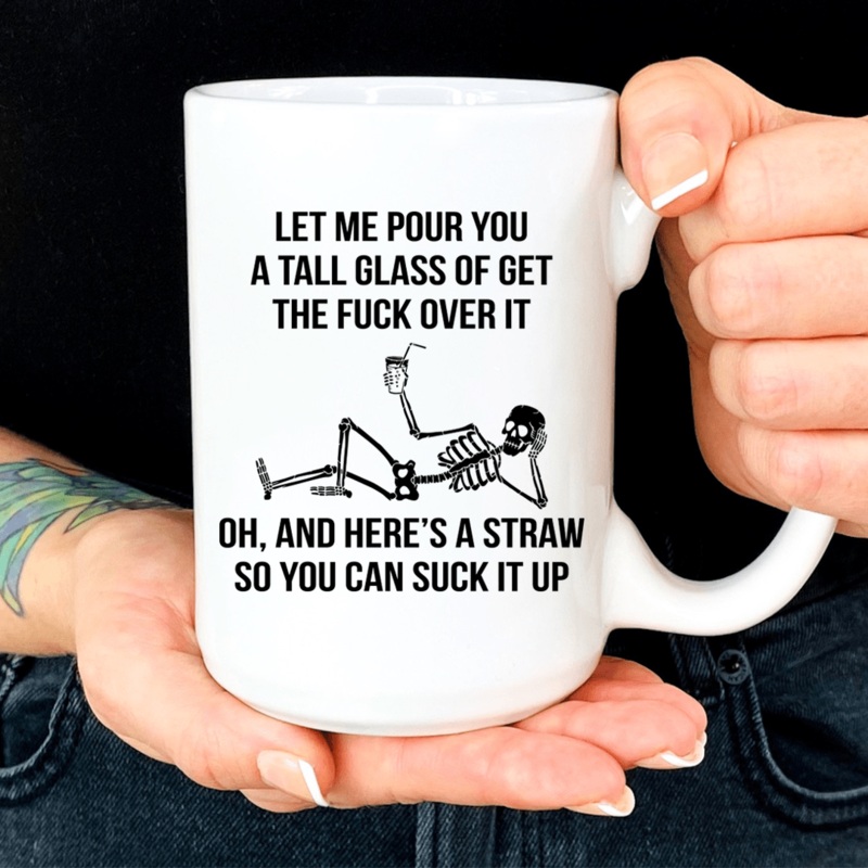 Get Over It Skeleton Mug White One Size