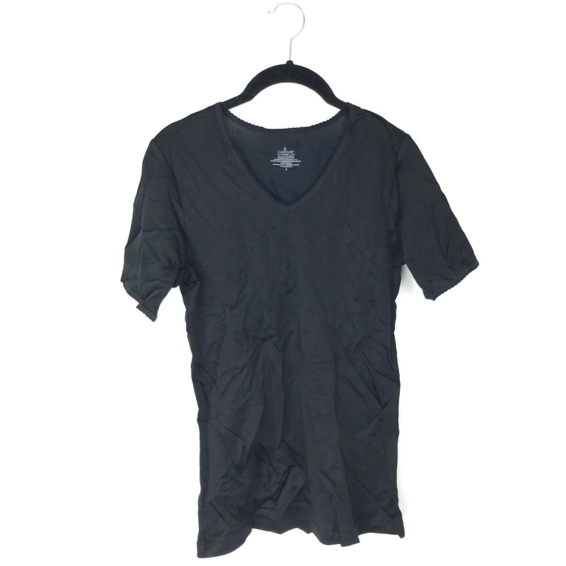 Black V-Neck Short Sleeve Top – Small