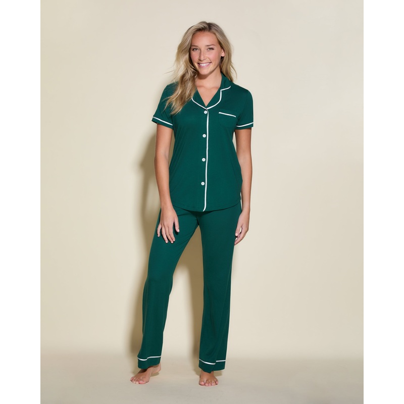 Short Sleeve Top & Pant Pajama Set Congo/Ivory XS