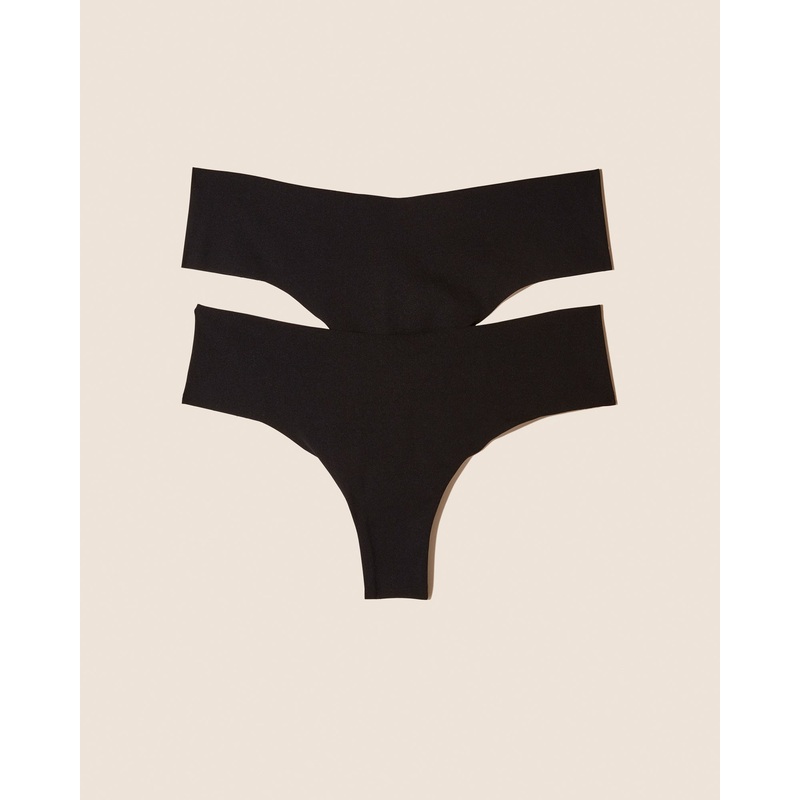 2 Pack Low Rise Thong Black S/M