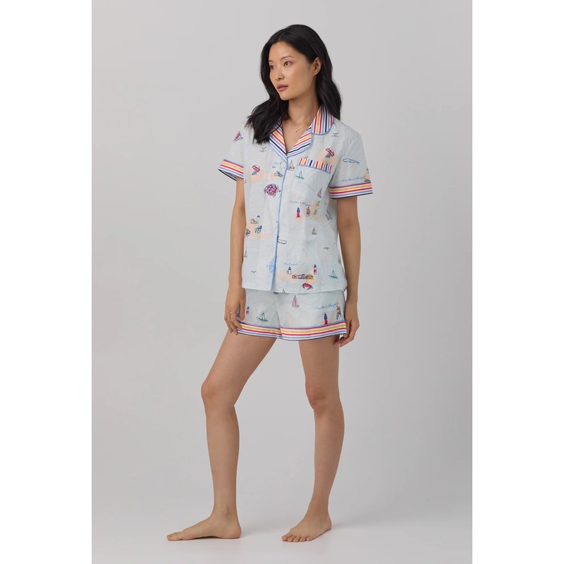 Bedhead Poplin S/S Shorty PJ Set Large Eastern Seaboard