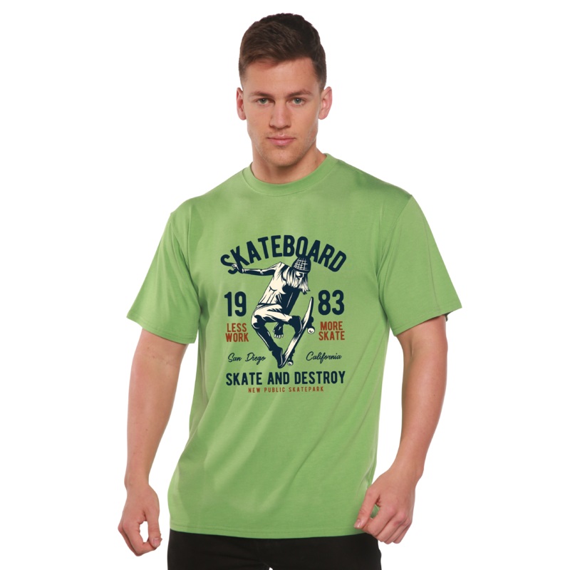 Skateboard 1983 Men’s Bamboo Viscose/Organic Cotton Short Sleeve Graphic T-Shirt Medium Black